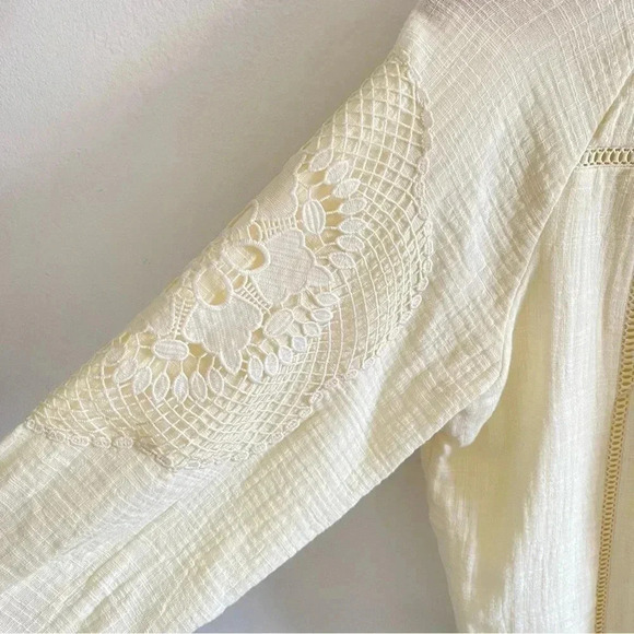 SOFT SURROUNDINGS Women's M Ivory Magnolia Gauze Tunic Top Cottage Blouse - Picture 5 of 12